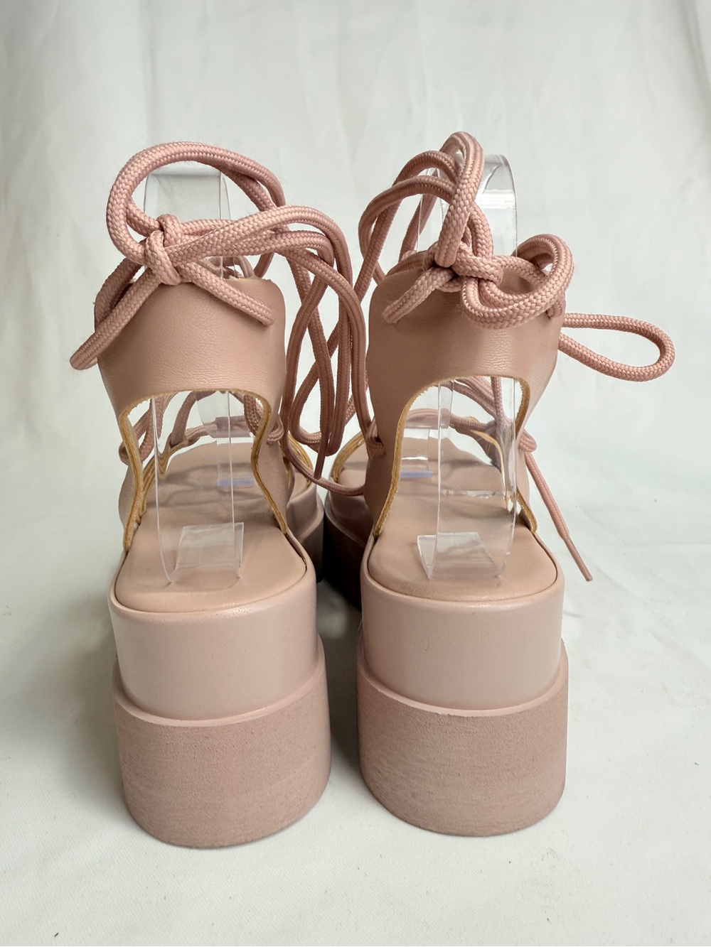 ASOS Platform Gladiator Lace Up Sandals Chunky Wedges Flatform 8 / 39 Blush Pink - Picture 8 of 11